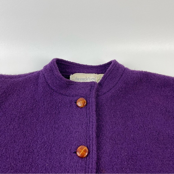 Vintage Eagles Eye Purple Wool Jacket Button Up Boiled Wool Womens Size 8 - Picture 5 of 12